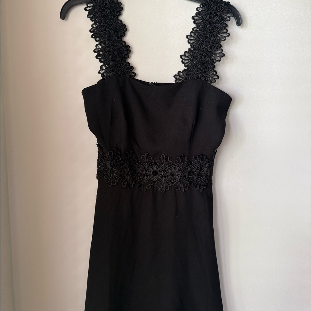 Lulu's Black Mini Dress Sleeveless Square Neck Cocktail